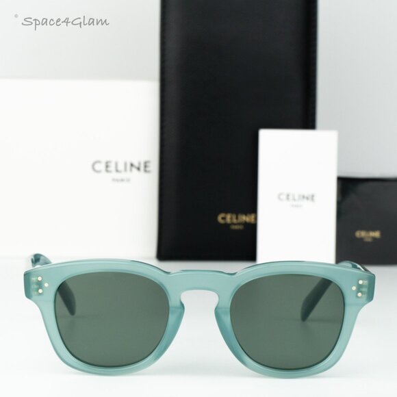 Celine Men Sunglasses Lime Green Transparent Square CL40233I 3 DOTS 93N NEW - Picture 1 of 7